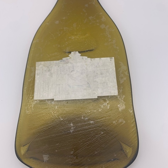 Vintage Decoupaged Melted Flat Art Glass Bottle Spoon Rest Or Wall Decor -Amber - Picture 6 of 9